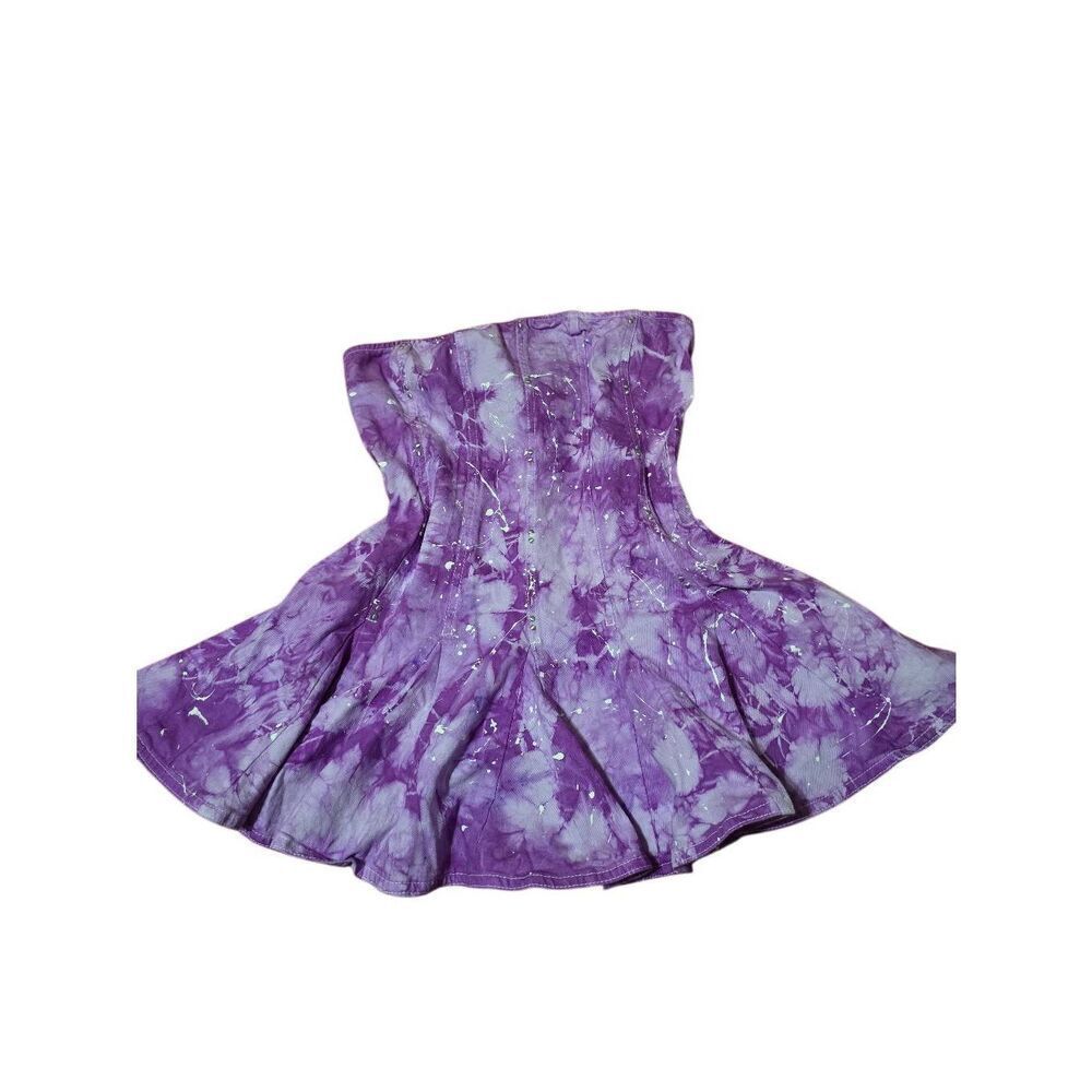 Custom Hand Dyed Strapless‎ Denim Mini Dress
